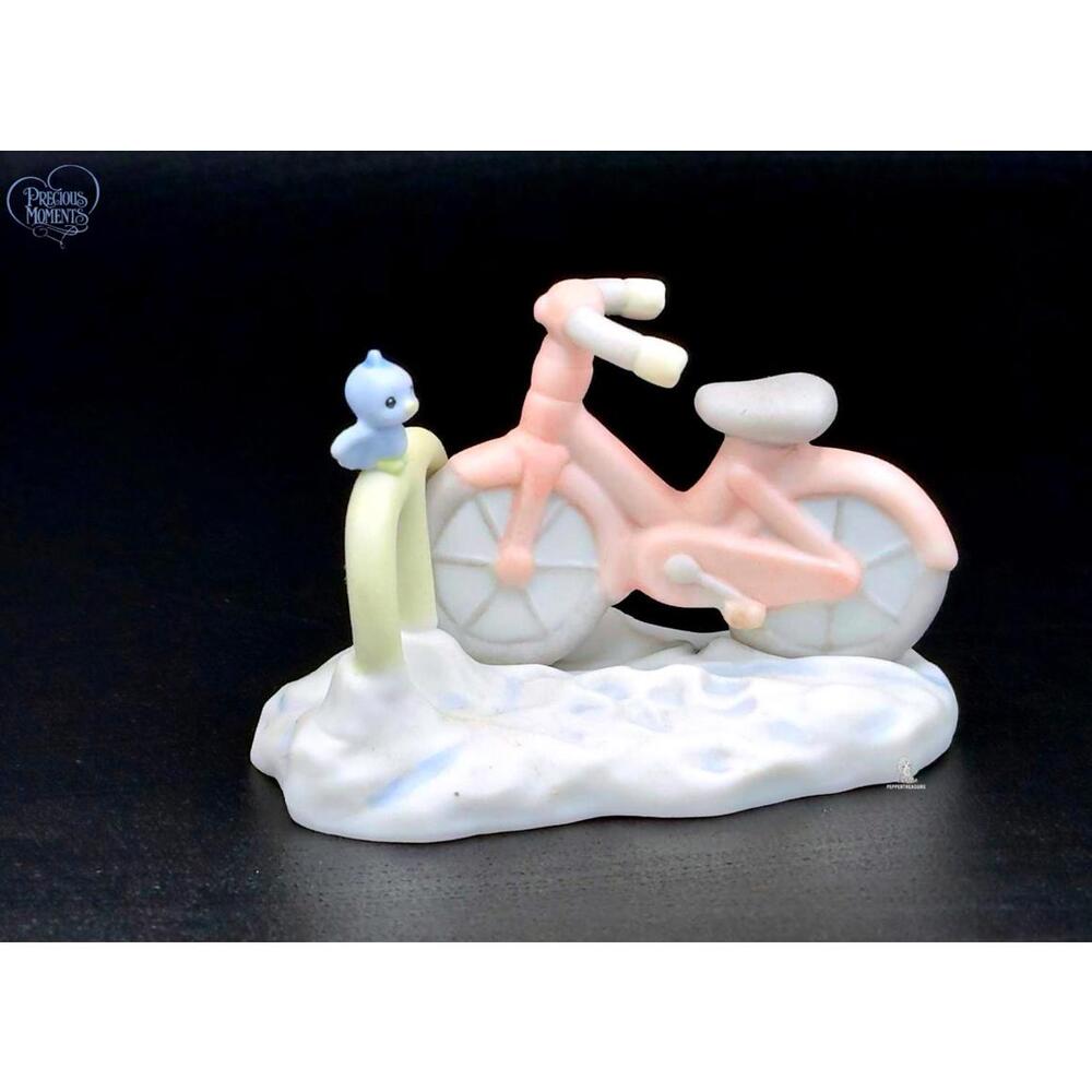 Precious Moments Sugar Town Whimsical Pastel Bicycle Figurine with Bird Buddy